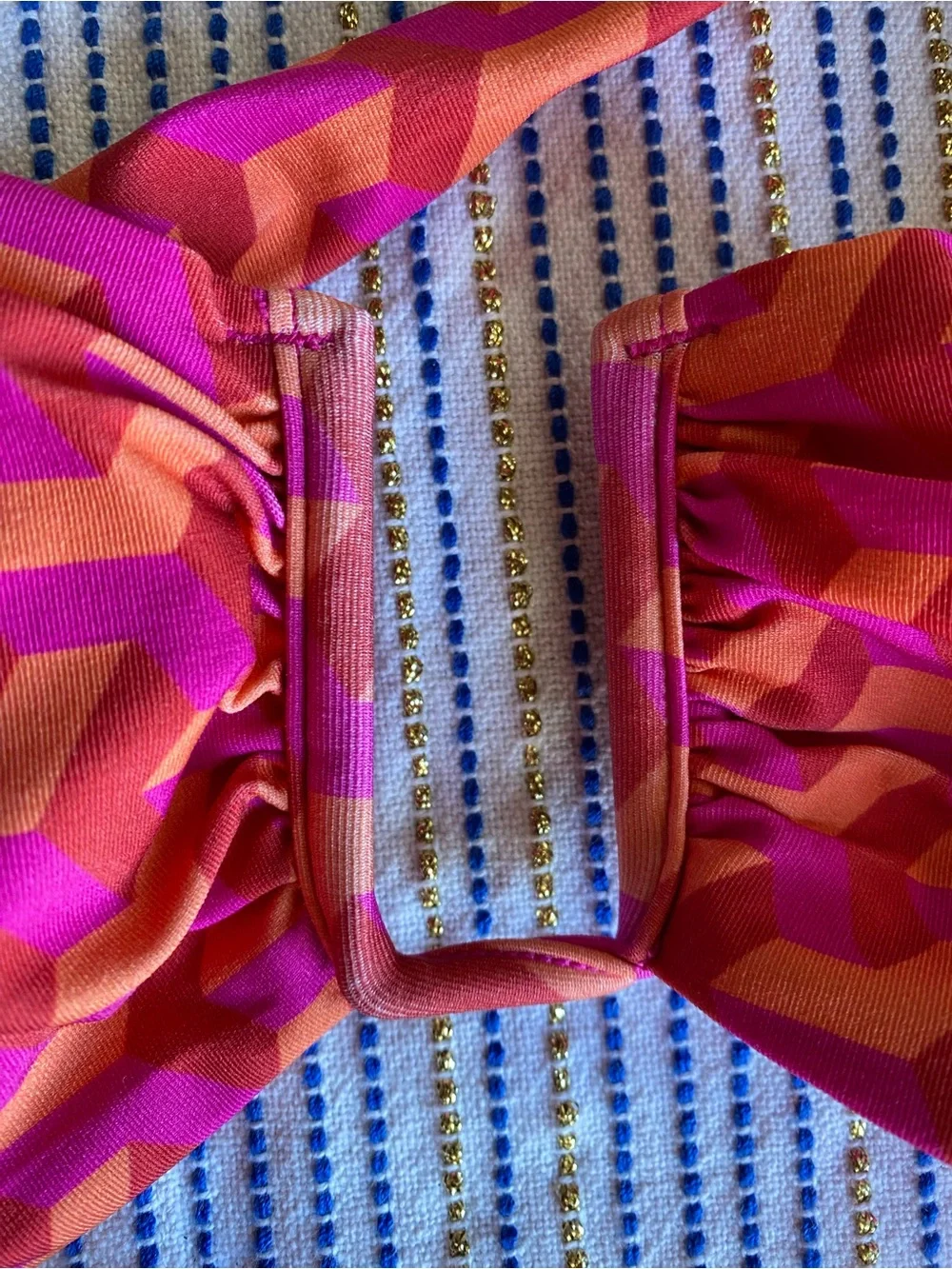 Monday Swimwear Clovelly V-Wire Balconette Bikini and Sarong 3 Pieces Pink Geo M